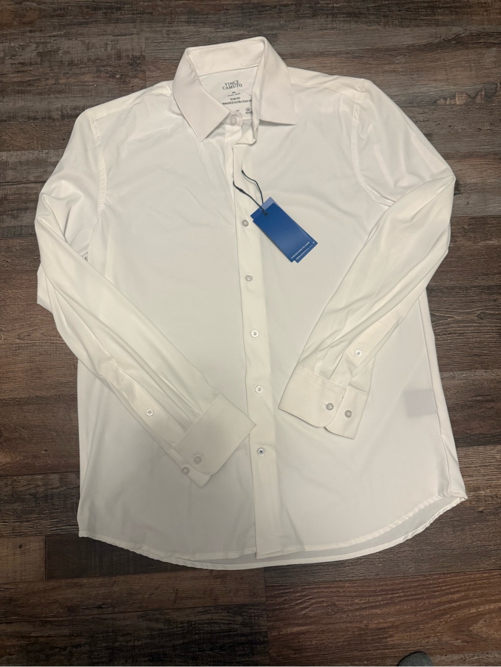 Vince Camuto Men's White Solid Dress Shirt - Button Front Size M NWT Retail $85
